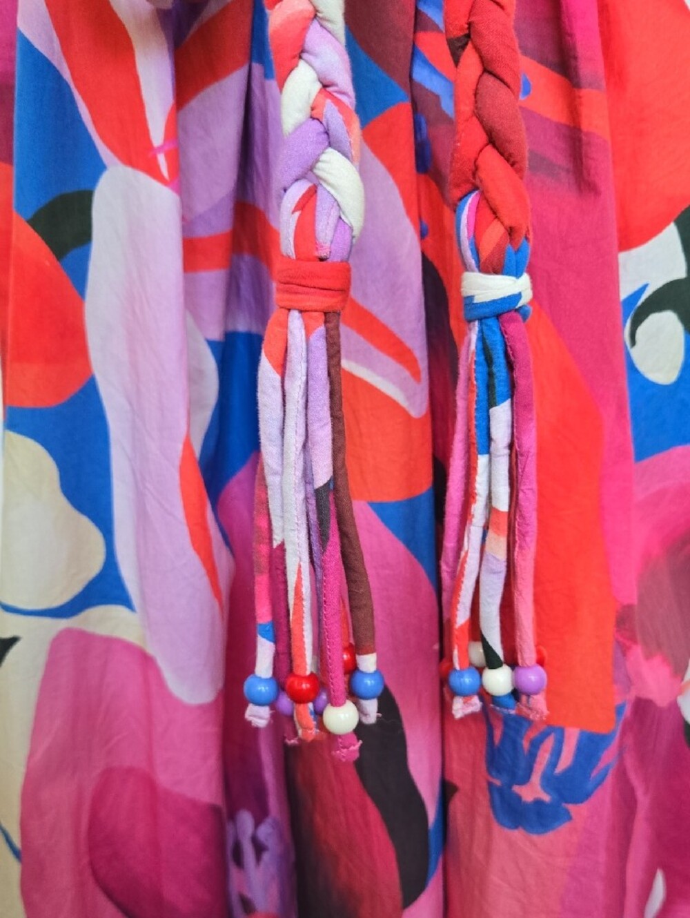 FARM Rio Color Festival Cover-Up Midi Dress Size S Braided Belt Resort Vacation - Picture 3 of 11